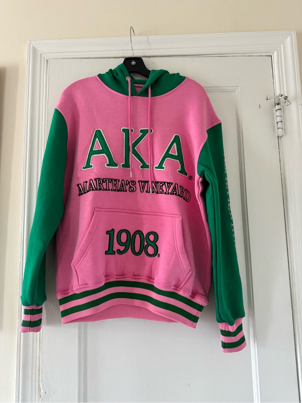 AKA Pink & Green Pullover Hoodie - Martha's Vineyard 1908 - Picture 3 of 14